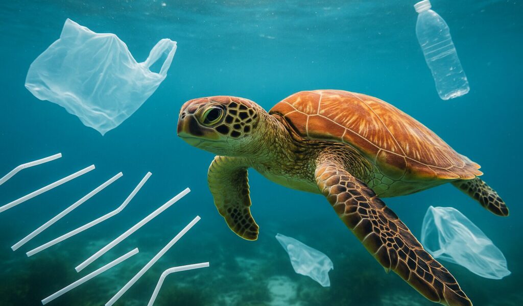 Pailles en plastique pollution